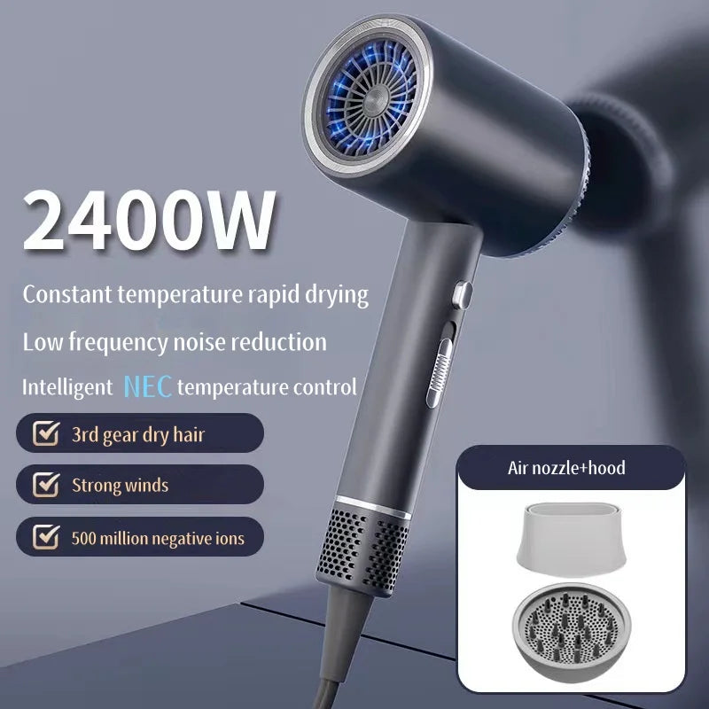 High-end EU/UK Hair Dryer - Fast, Quiet, Blue Light