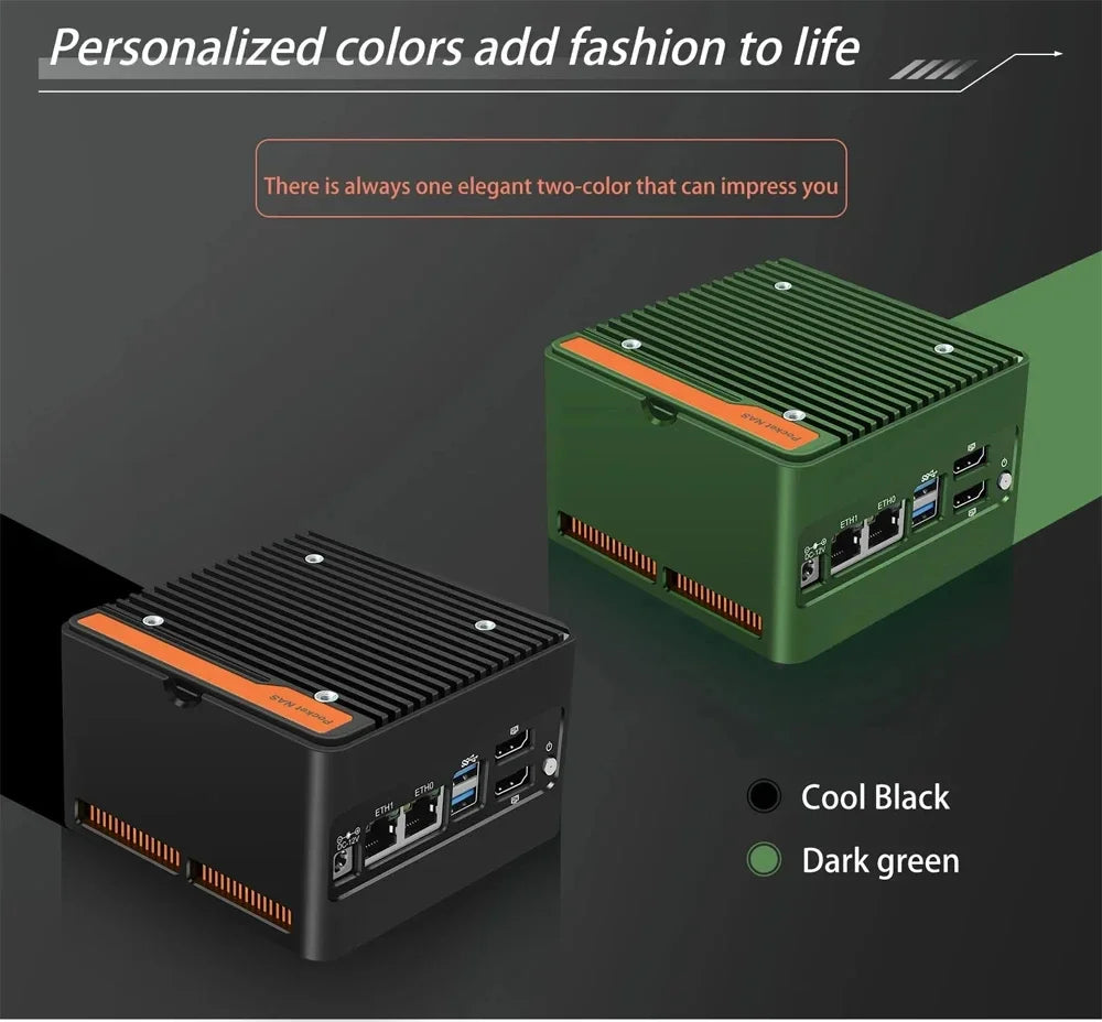 Hot 4 x NVMe Mini NAS Server 4 Bay NAS N100 i3 N305 Pocket PC with Dual LAN,Dual HDMI 2.0,USB3.2 Gen2,Support BT5.4/WiFi6/WiFi7