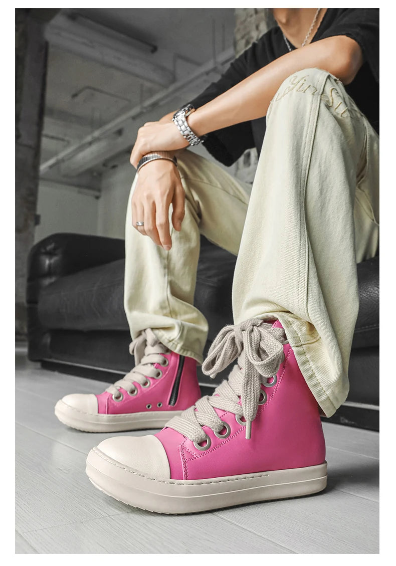 Unisex Autumn Winter High-Top Orange Sneakers Fashion