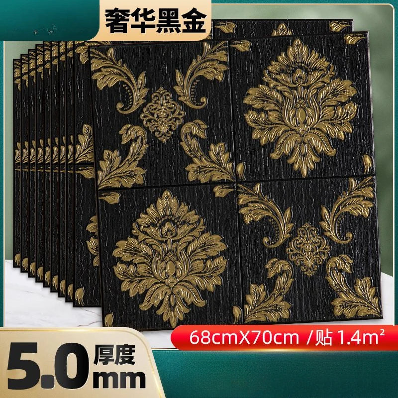Classic Luxury Wallpaper Self-adhesive Thickened 3D Carving Design Room Decoration Background Stickers Waterproof Moisture-proof