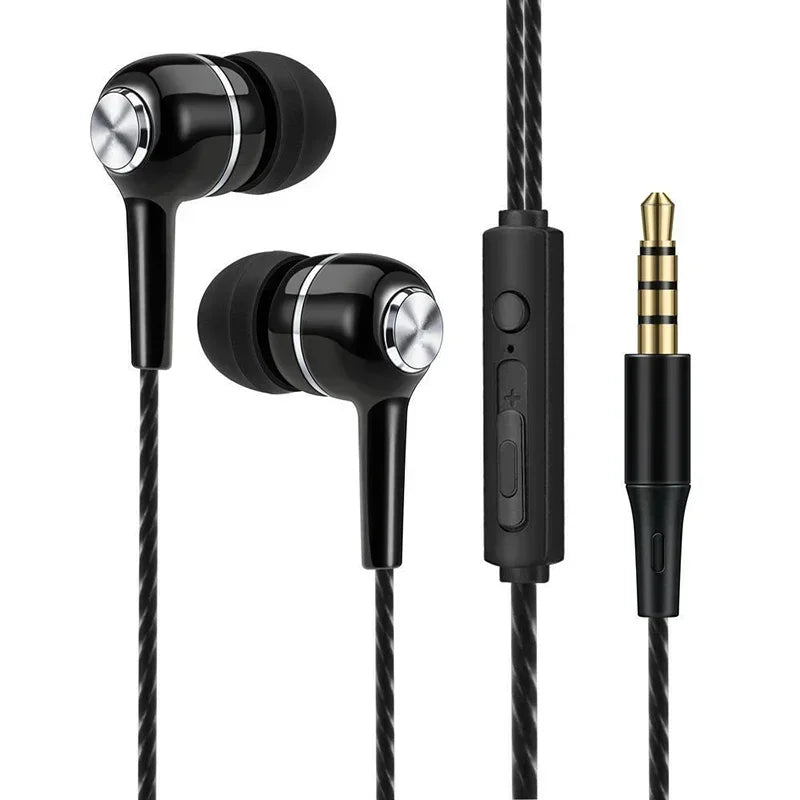 3.5mm Sports Headphones Bass Mic Music Control