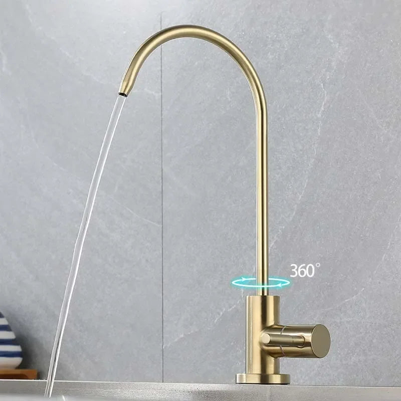 1/4 Gold Plated RO Drinking Water Filter Faucet For Kitchen