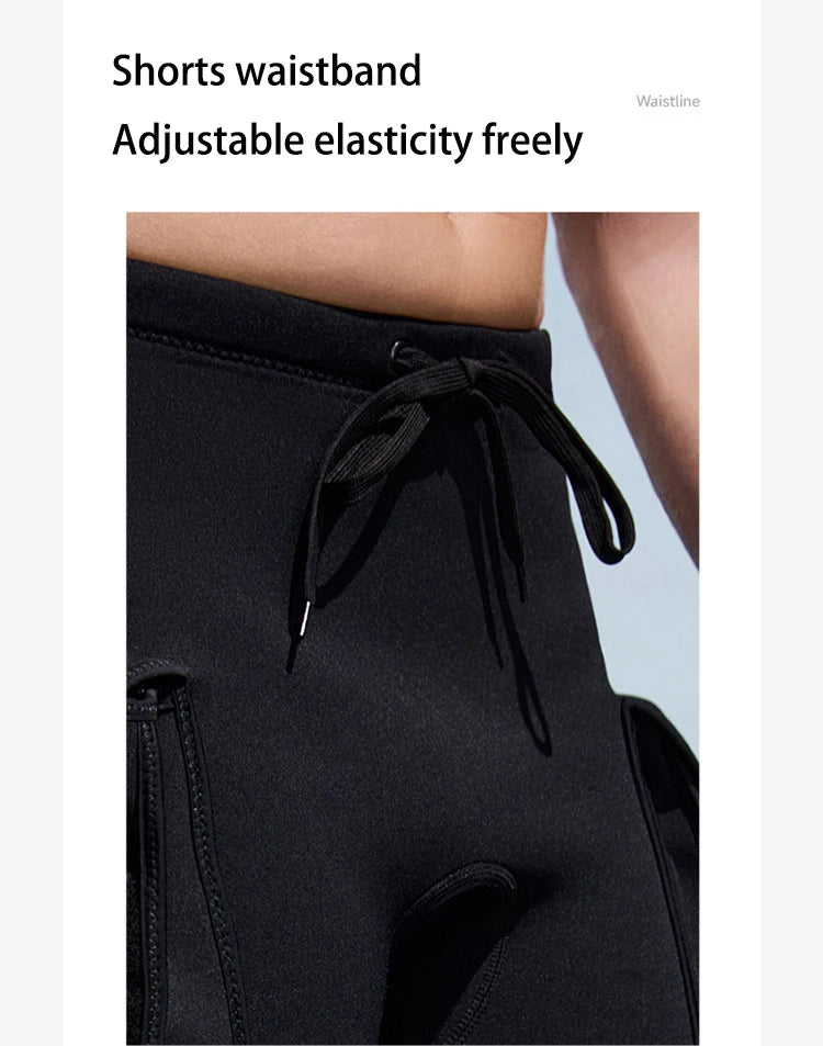 3mm Neoprene Wetsuit Tech Shorts Keep Warm Unisex Wetsuit Cargo Shorts D-Ring Buckle Leak Hole for Diving Equipment Accessories