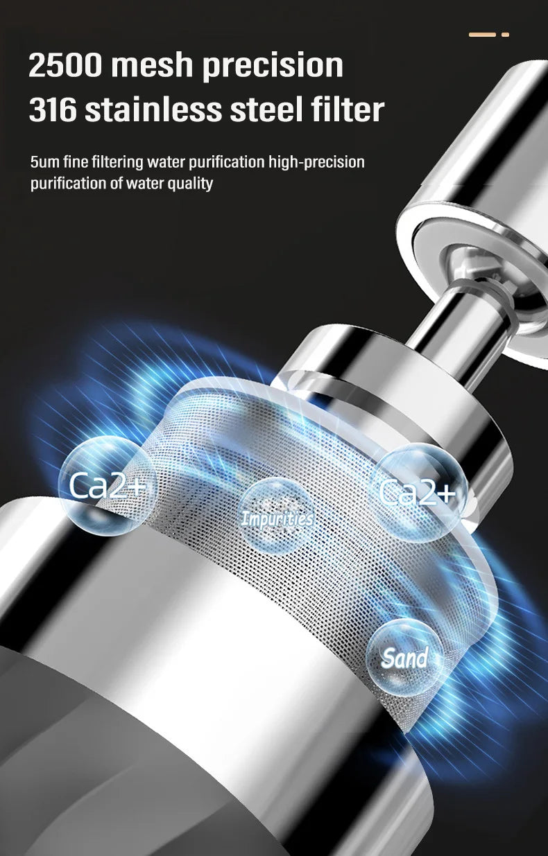 3-Mode Stainless Steel Faucet 360° Rotation Dual Filter Kitchen