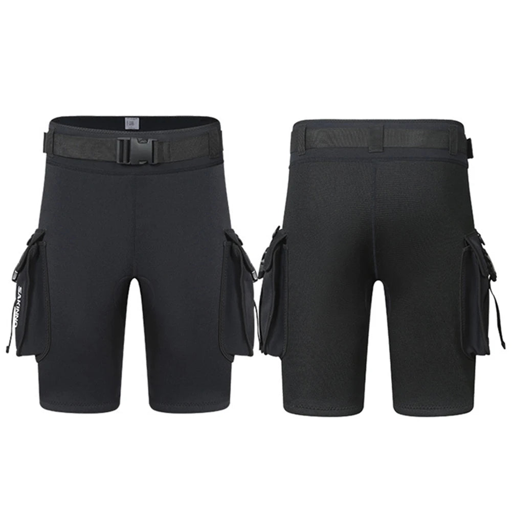 3mm Neoprene Wetsuit Tech Shorts with Pockets Unisex Surfing Trunks Keep Warm D-Ring Buckle for Diving Equipment Accessories