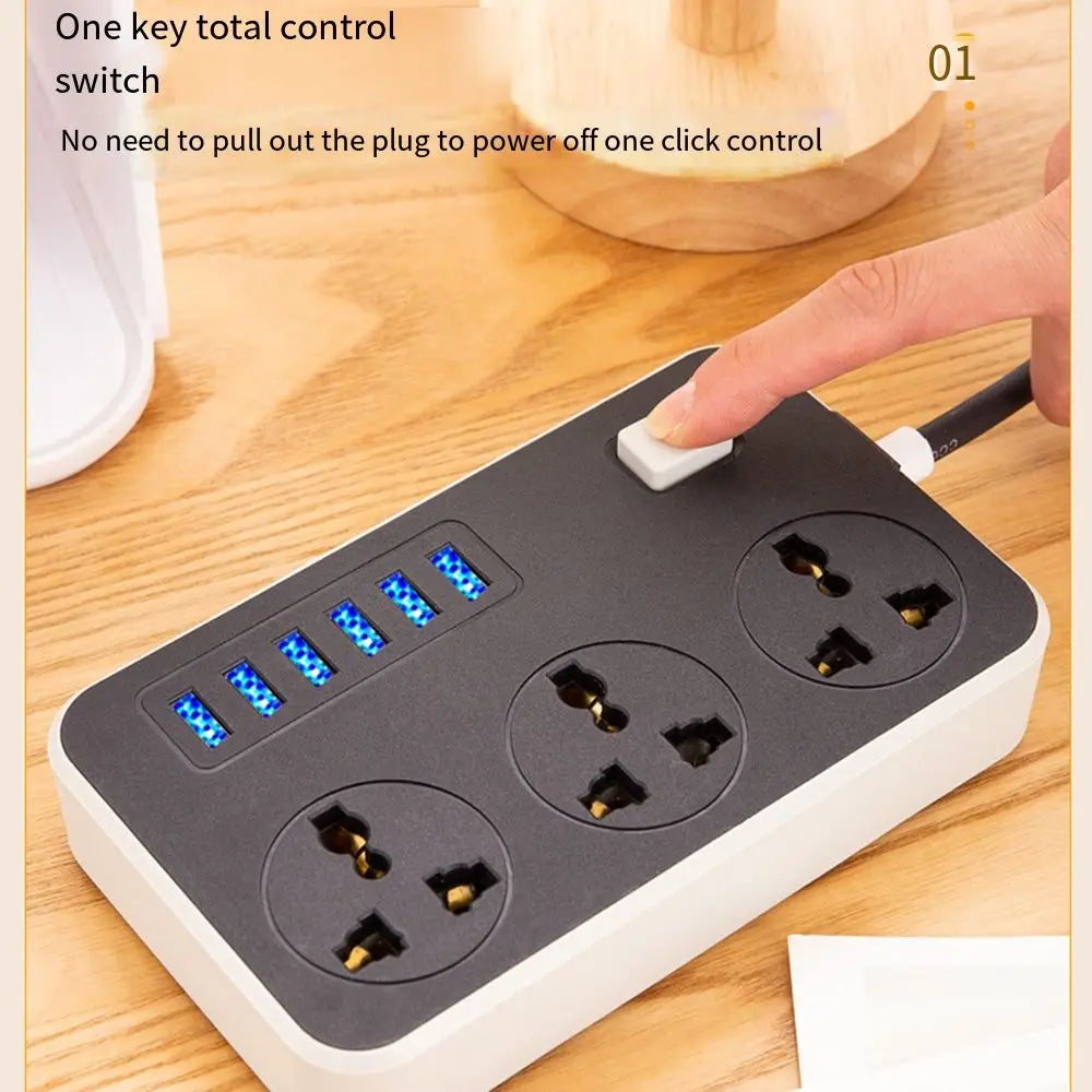 Ổ Cắm Đa Năng 3 Lỗ 6 USB Bảo Vệ 2m Chống Sét