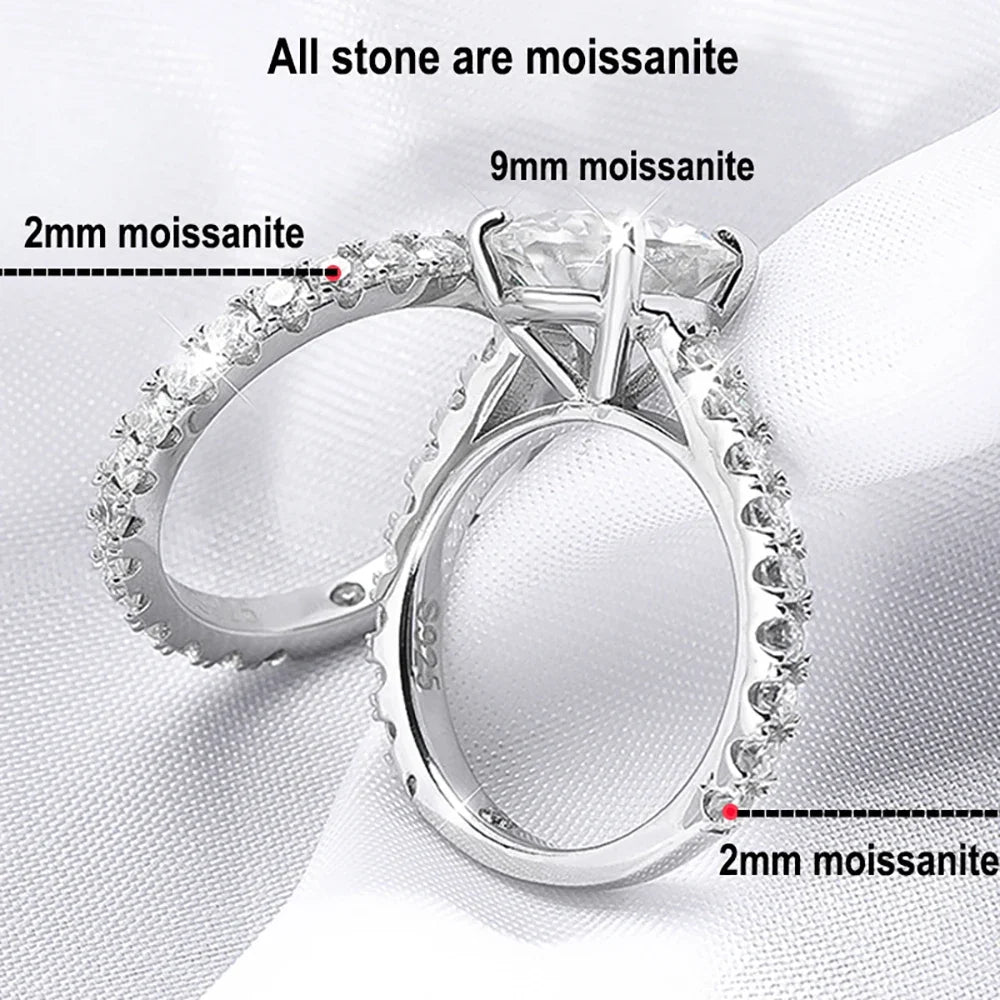 925 Silver Moissanite D Color Women's Wedding Ring With Certificate