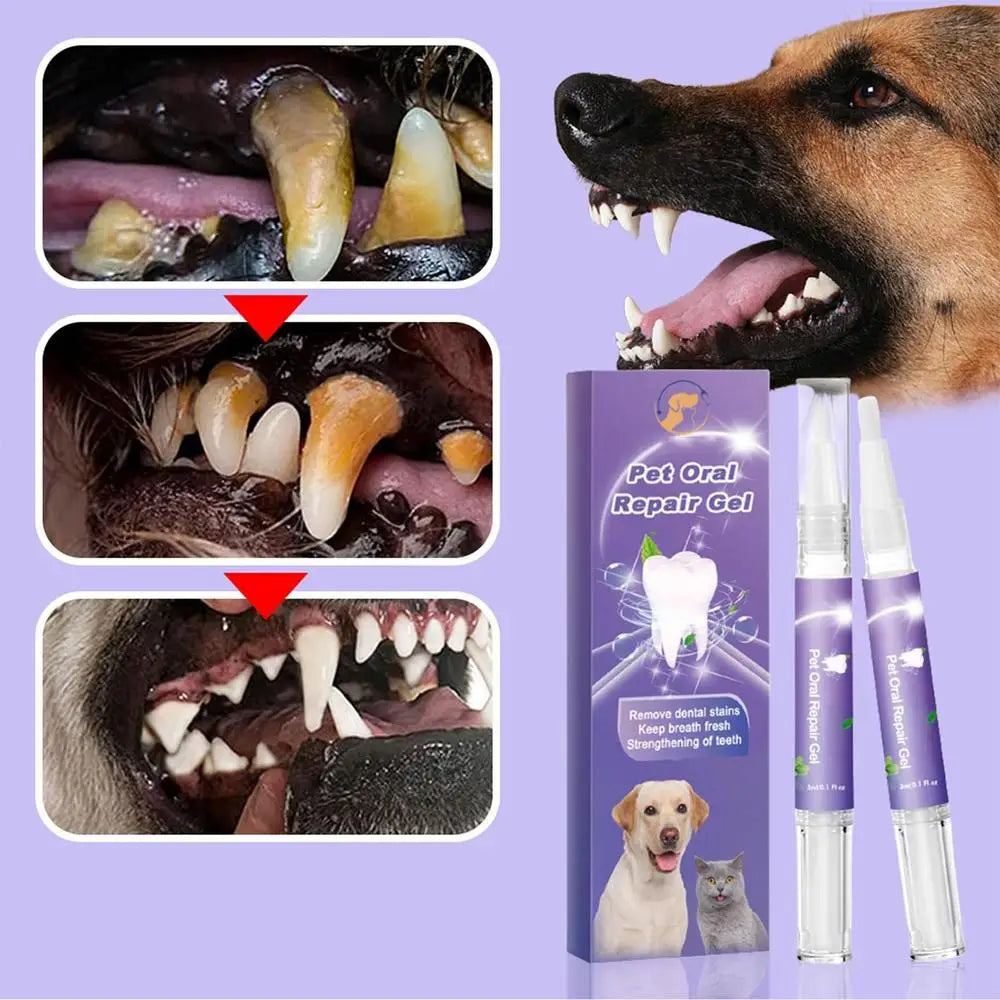 Pet Oral Repair Gel Dog Cat Teeth Cleaning Pen Natural Dog Toothpaste Gel Pet Breath Freshener Eliminate Bad Breath Oral Care - Daisan Mart