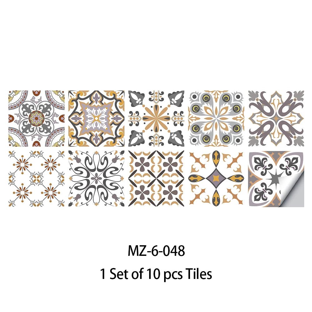 10pcs Blue &amp; Gray Matte Surface Wall Sticker Film For Tiles /Ground in Kitchen Backsplash Floor PVC Art Wallpaper Peel &amp; Stick