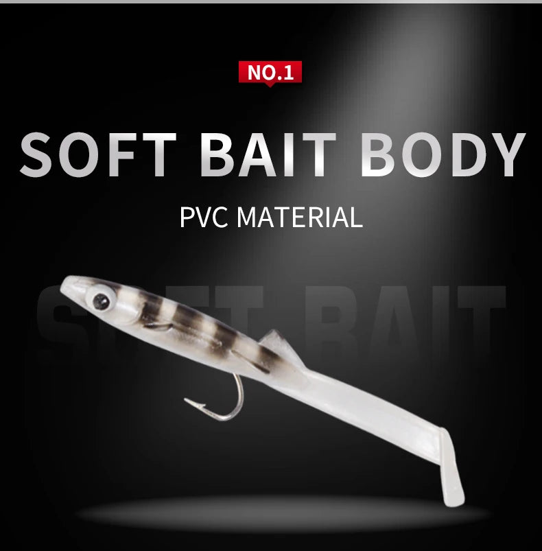 Afishlure Pesca Eel Soft Fishing Lure Glow Soft Bait with Hook Sea Fishing Tackle Raglou Fishing Lure 3pcs 55mm