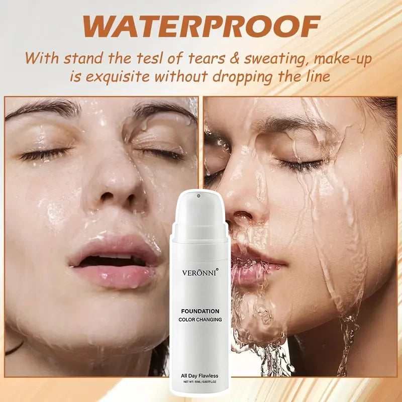 Color Changing Foundation BB Cream,Hydrating Oil Control Foundation with Color-Changing Effect,Lightweight Matte Finish Makeup