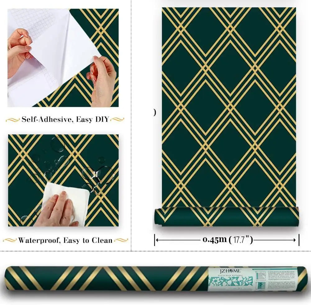 Giấy dán tường họa tiết kim cương xanh dán dễ dàng - Daisan Mart