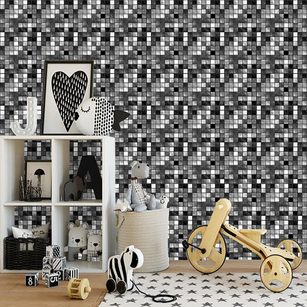 Bộ 10 Miếng Dán Tường Đá Marble Đen Trắng Xám Sang Trọng - Daisan Mart