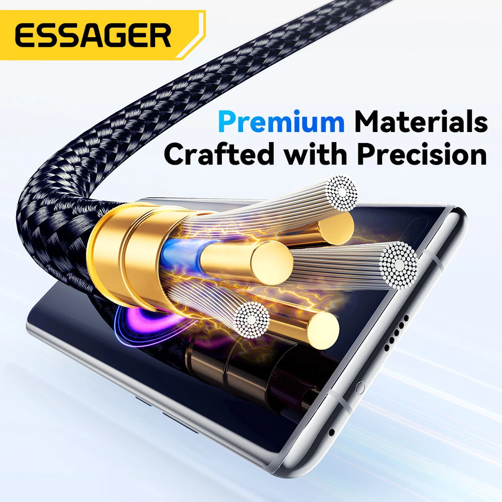 Cáp Sạc Nhanh 120W Essager USB-C LED cho iPhone Huawei - Daisan Mart