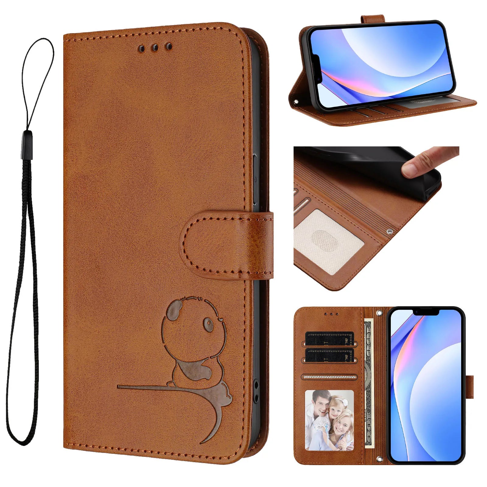 3D Bear Leather Wallet For iPhone - Multi-Functional Case