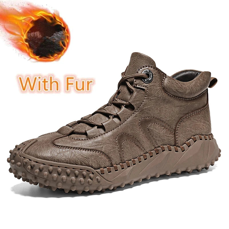 Men's Vintage Handmade Leather High-Top Lace-Up Retro Shoes