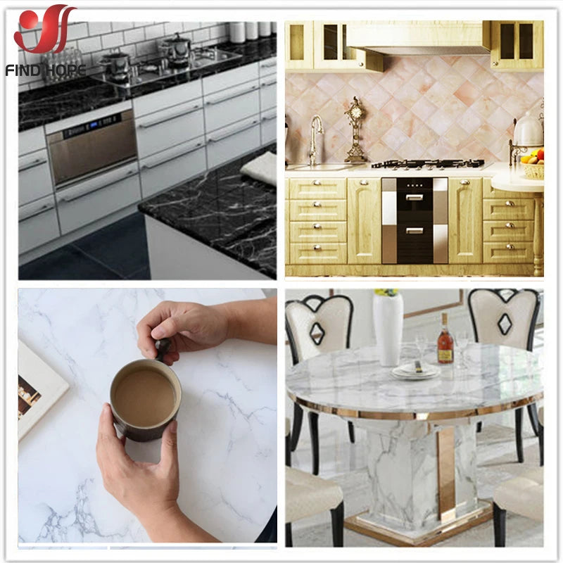 15x 39in Marble Self Adhesive Wallpaper Vinyl Film Wall Sticker Bathroom Kitchen Cupboard Room Decoration Sticky Paper Decal DIY