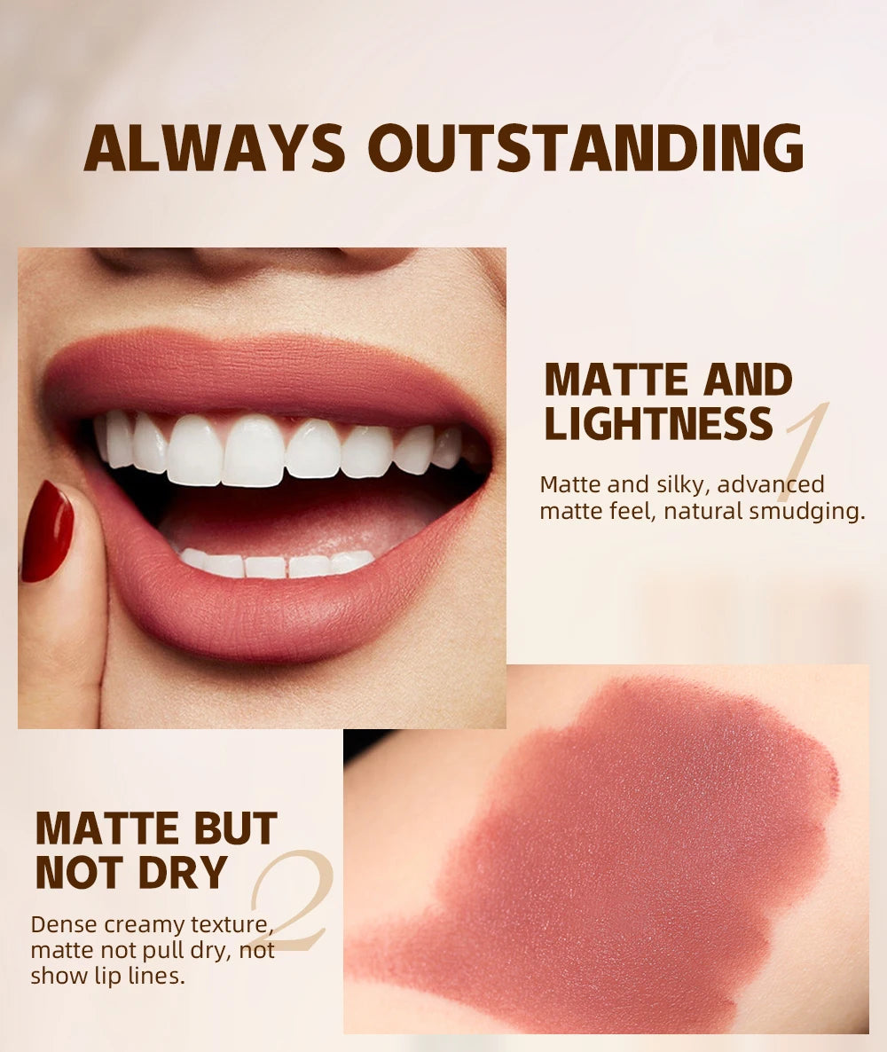 Bút Son Lì QIBEST 12 Màu Dưỡng Ẩm Lâu Trôi