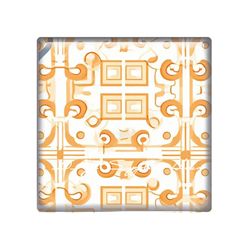 Mặt Kính Vuông Hoa Văn Xanh Cho Trang Sức Handmade