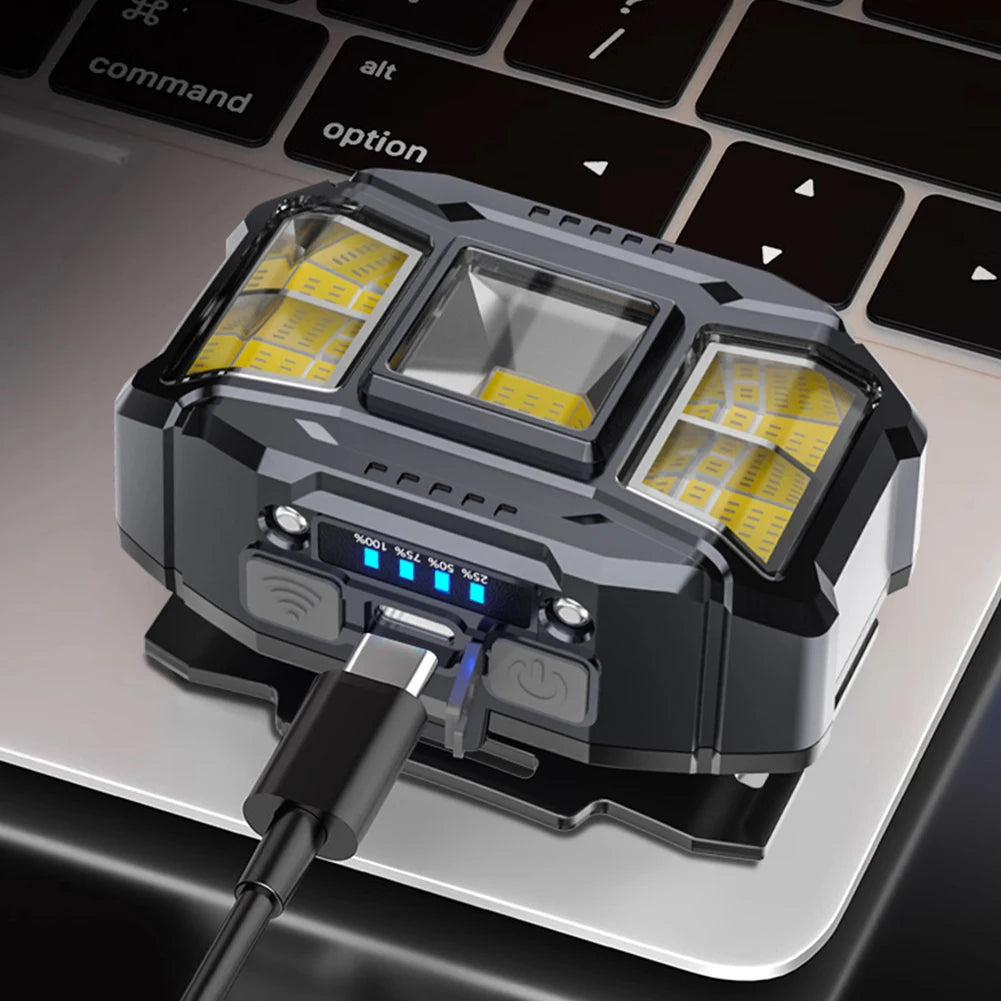 Đèn Đội Đầu LED COB Cảm Ứng Sạc USB Dã Ngoại