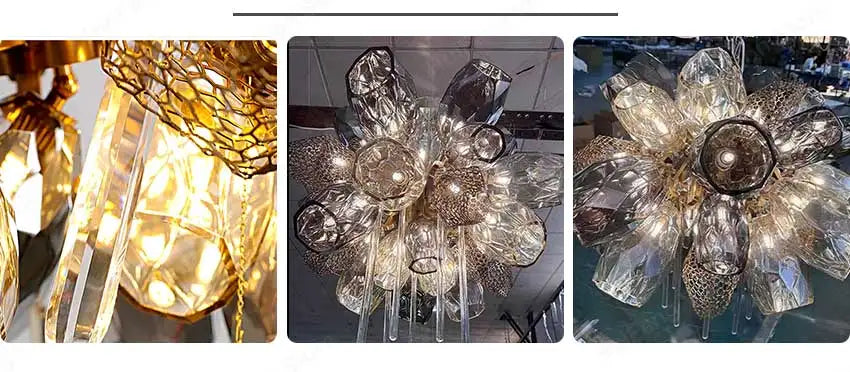 Đèn Chùm Kính Vàng Nghệ Thuật Hiện Đại - Daisan Mart