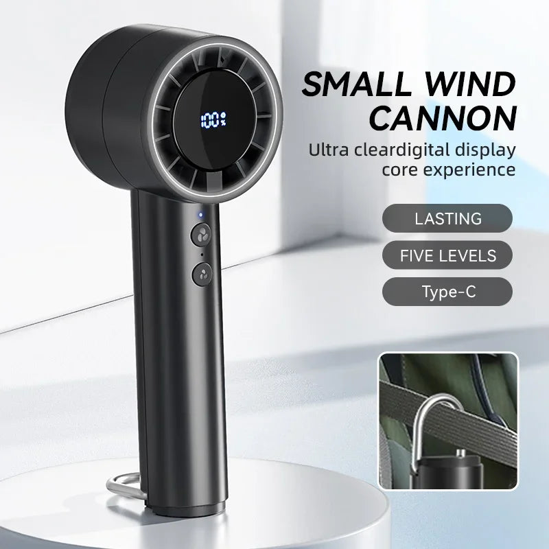 Handheld Turbo Fan Portable USB rechargeable Refrigeration Fan Mini Personal Five-speed Fan for Travel Camping