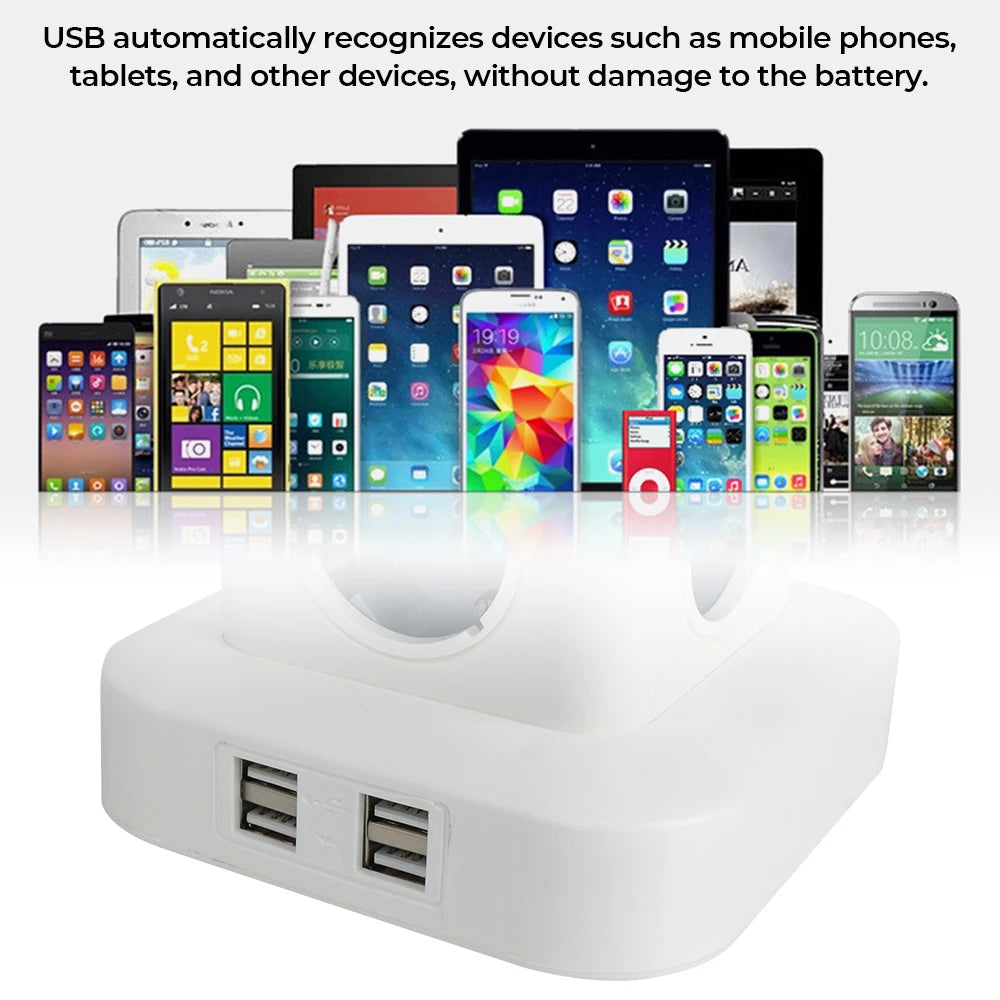 Ổ Cắm Đa Năng 12 Lỗ 4 USB Dây Dài 2.8m Chống Quá Tải
