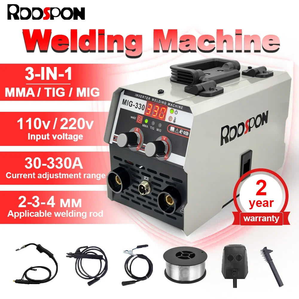 3in1 MIG TIG ARC Welding Machine 330A Automatic LED Screen