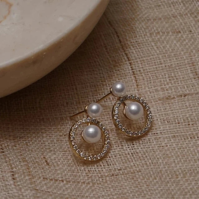 Luxury 14k Gold Pearl Earrings for Women