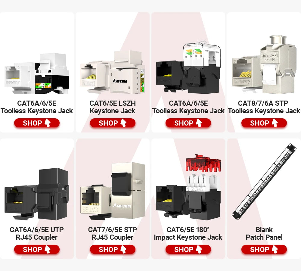 Bảng Patch Panel 12 Cổng Cat6A AMPCOM kèm Giá Treo - Daisan Mart