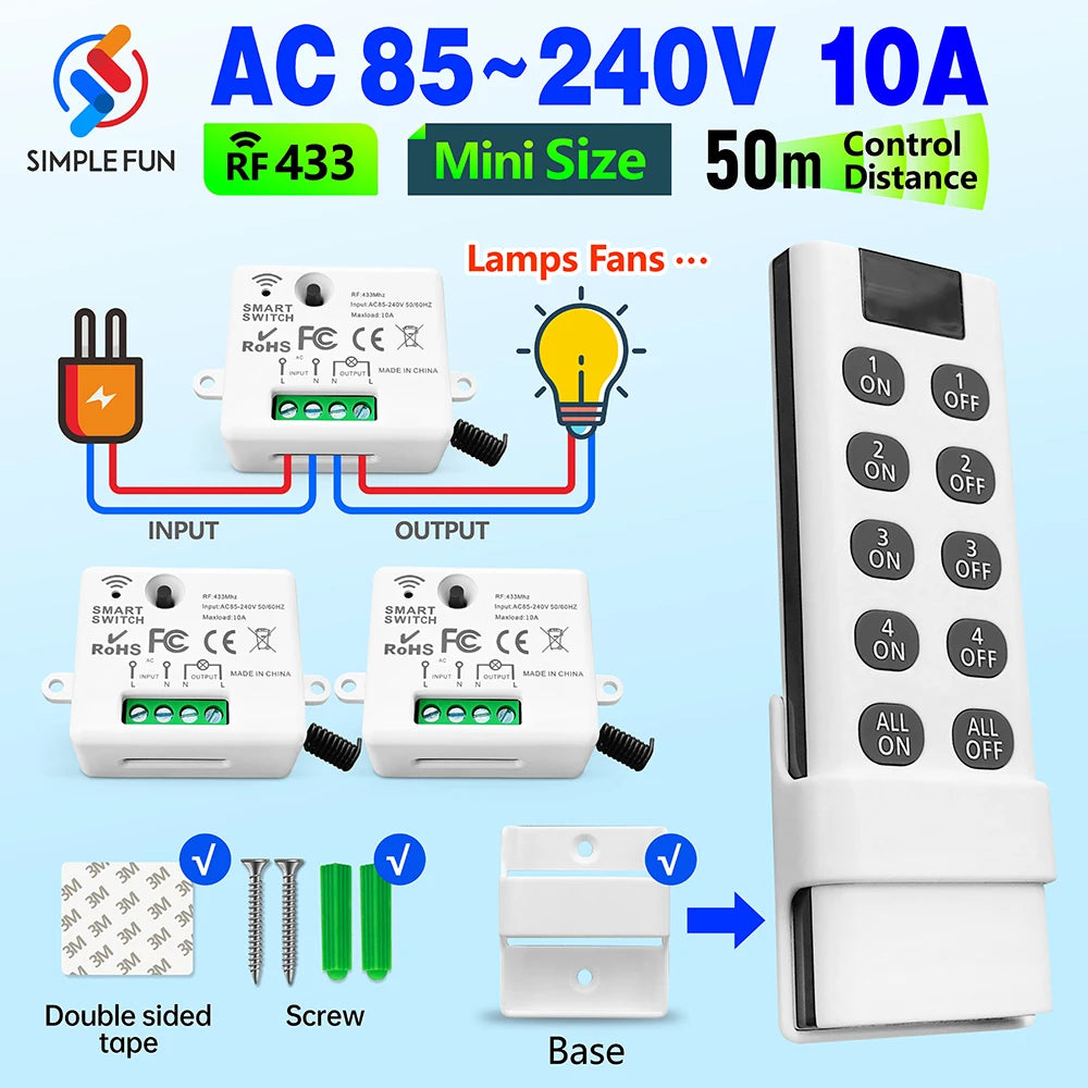 Smart Switch RF 4in1 Remote Control 433MHz