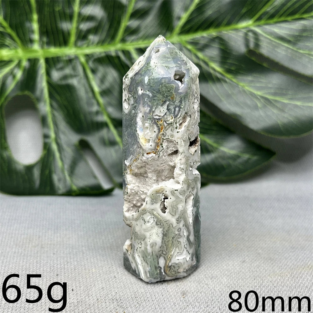Natural Moss Agate Tower - Super Energy