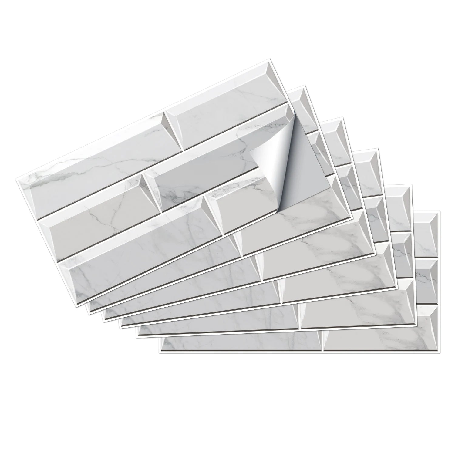 Waterproof Self Adhesive Removable 3D DIY Modern Grayish White Marble Tile Wall Sticker Bathroom Kitchen Cupboard Home Decor