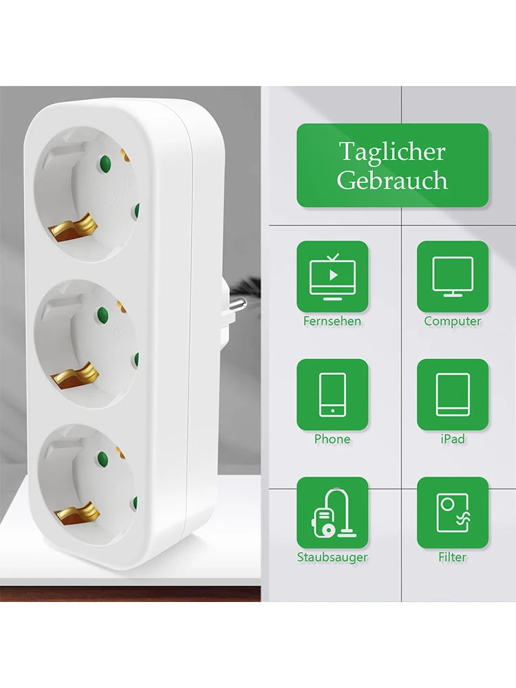 Ổ Cắm Mở Rộng 3 Lỗ Chuẩn Châu Âu