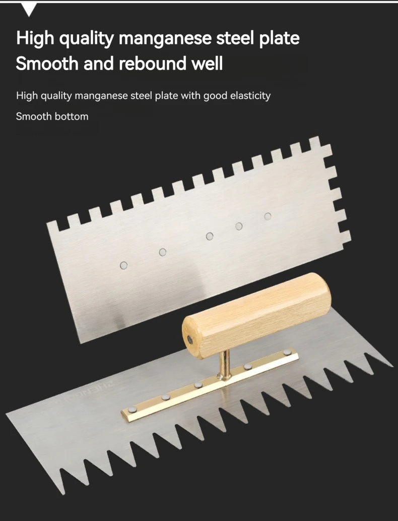 Serrated Trowel Tile Tiling Tool for Masons Workers Auxiliary Plastering Decoration Toothed Knife Ceramic Widened Large Boards