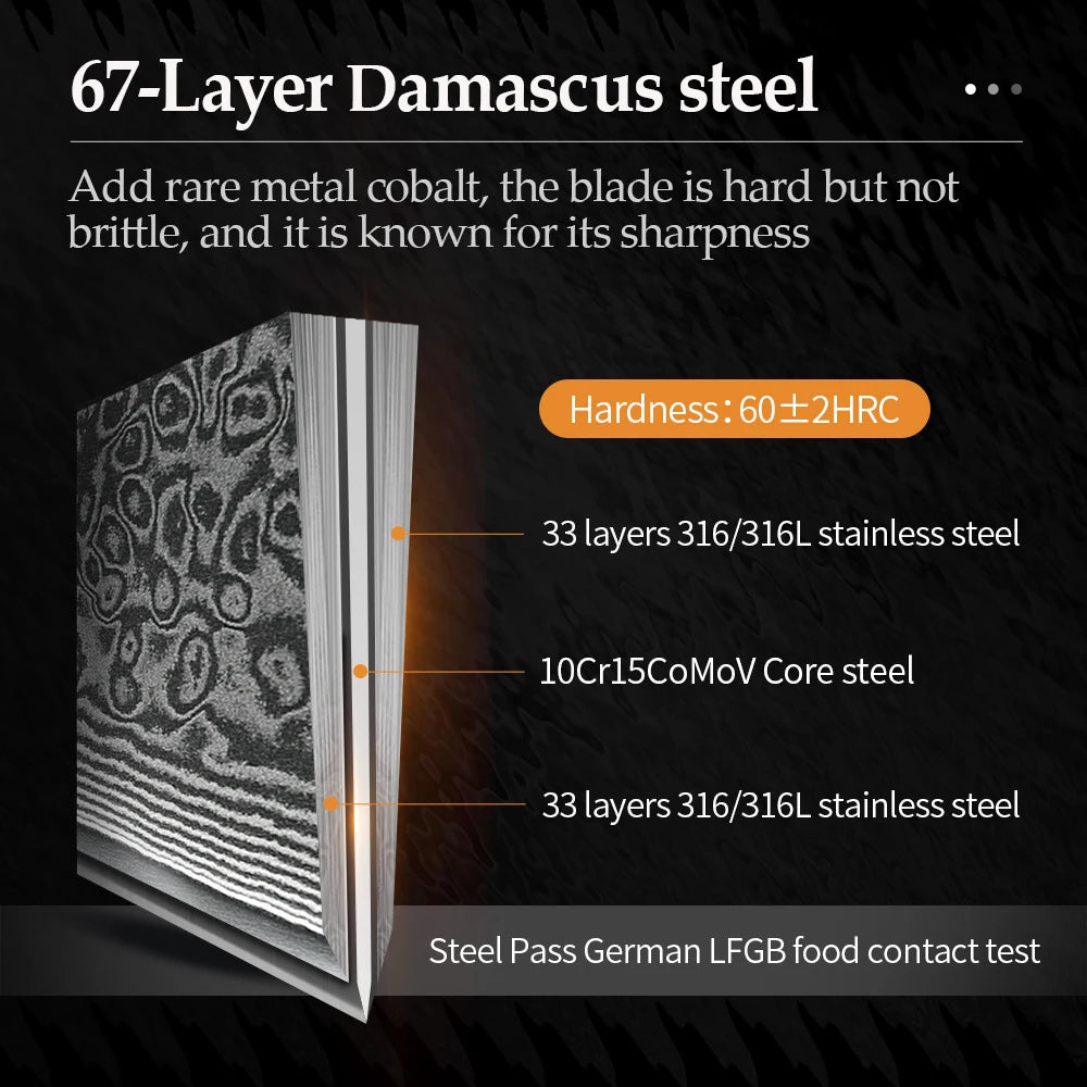 XINZUO 1-10 PCS Kitchen Knife 67 Layers Damascus Steel Chef Slicing Utility Paring Knife Steel Rosewood Handle Razor Sharp - Daisan Mart