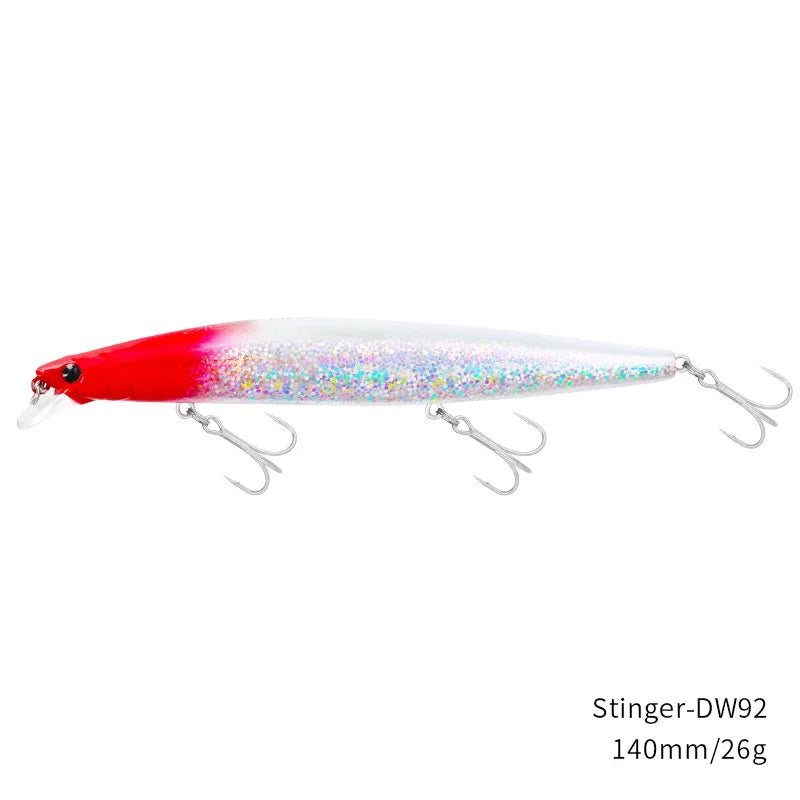 TSURINOYA Stinger 140S Fishing Lure Sinking Minnow DW92 140mm 26g Saltwater Seabass Ultra Long Casting Large Hard Baits Jerkbait