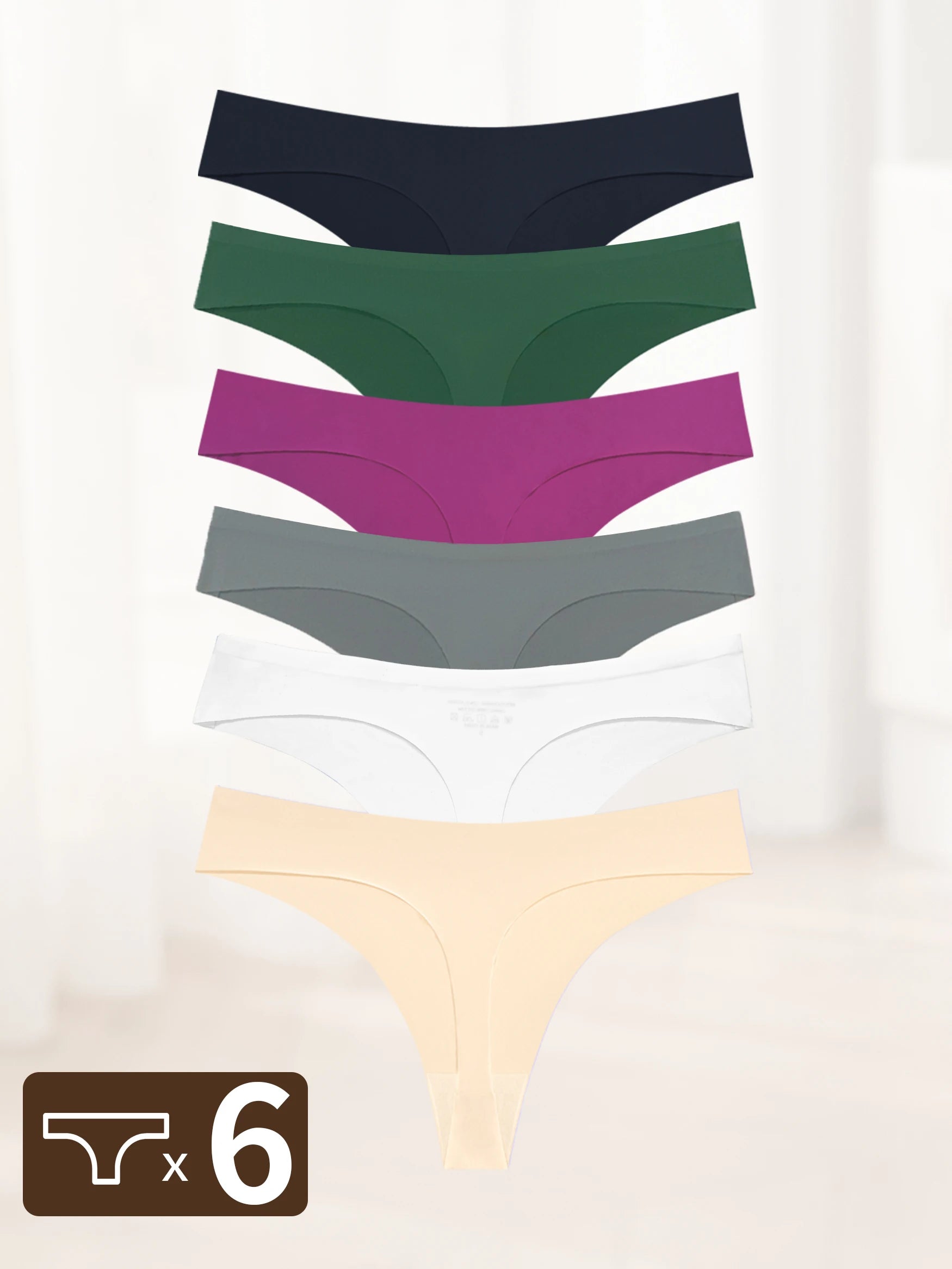 Bộ 6 Quần Lót Nữ Không Đường May Lưng Thấp Co Giãn