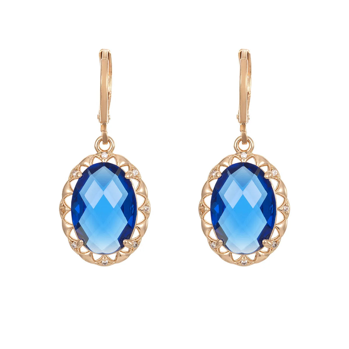 Gold &amp; Blue Zircon Jewelry Set - Elegant Women