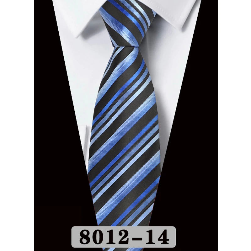 男士8公分藏藍色條紋領帶 - 經典款式