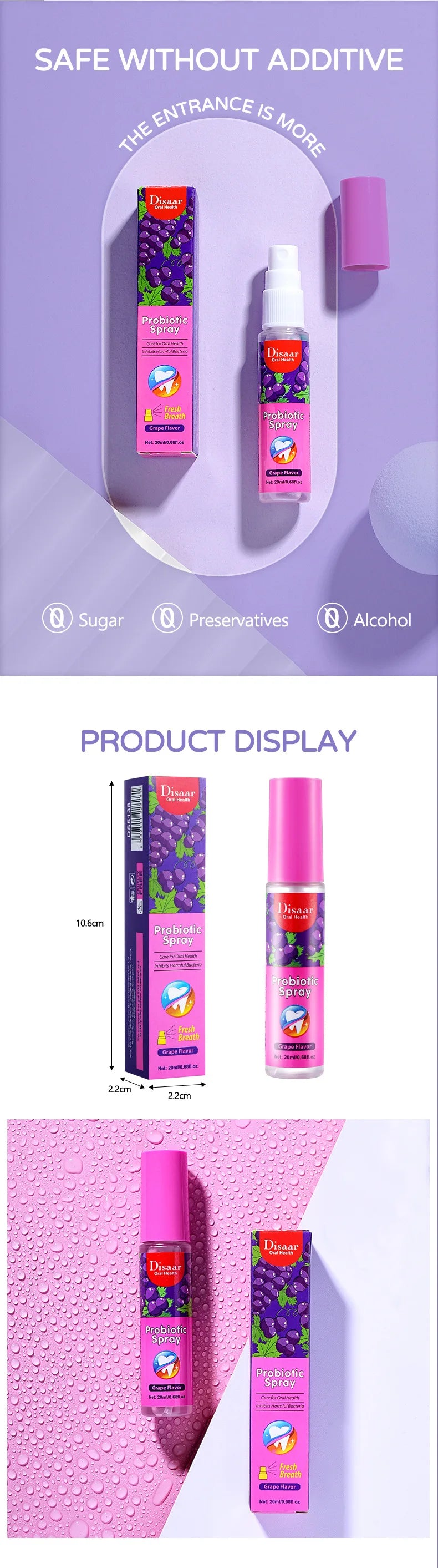 Grape Breath Spray 20ml - Deodorizing, Convenient