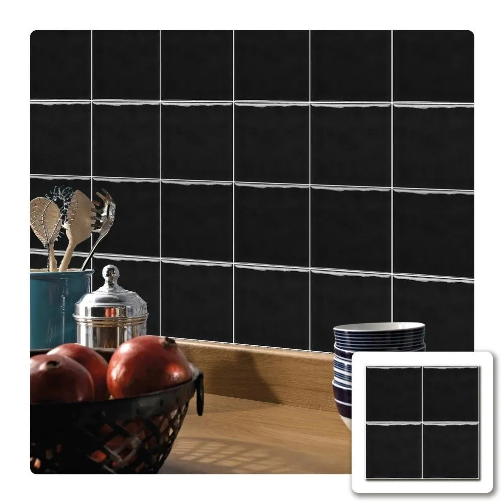10Pcs European Square Kitchen Wallpaper Solid Color Self-adhesive Wall Stickers Oil-proof Waterproof Thickened Tile Stickers