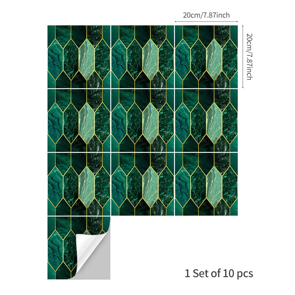 Waterproof Wallpaper 20 Pieces 3D Green Brick