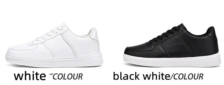 Classic White Sneakers for Men and Women, Comfortable Leather, Large Size