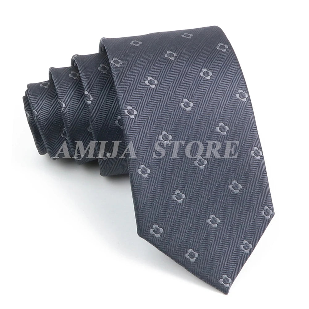 Cà vạt nam cao cấp chấm bi xám 6.5cm thời trang