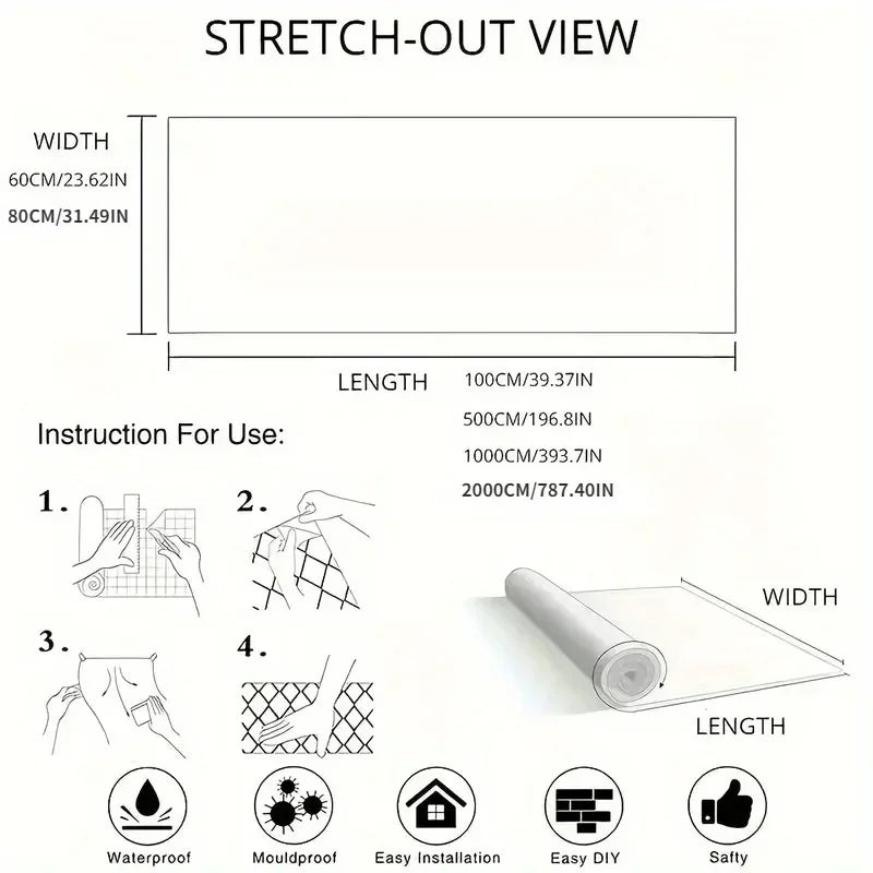 Giấy Dán Tường Vân Đá 80CM Chống Nước Tự Dán