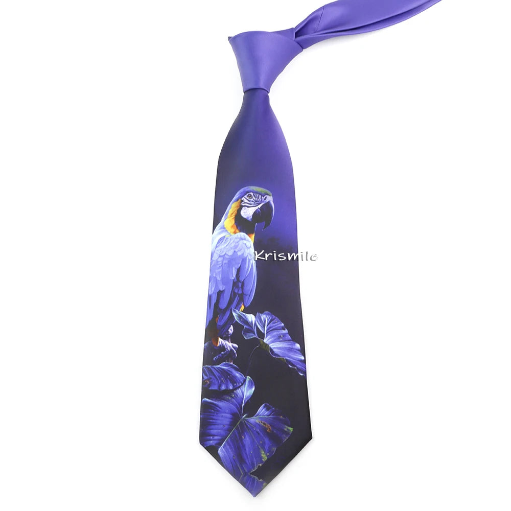 Cà vạt lụa giả cổ điển họa tiết động vật & kiến trúc