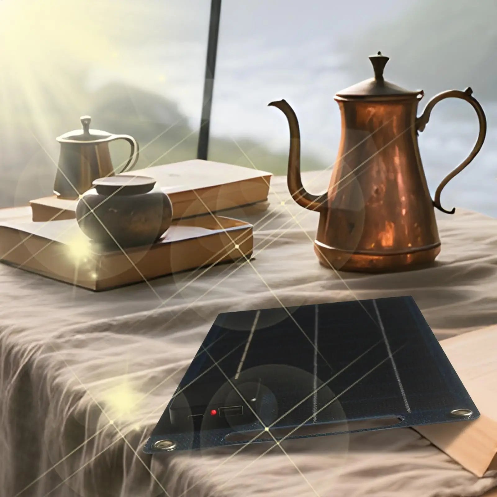 Pin Năng Lượng Mặt Trời 100W Sạc Điện Thoại Dã Ngoại