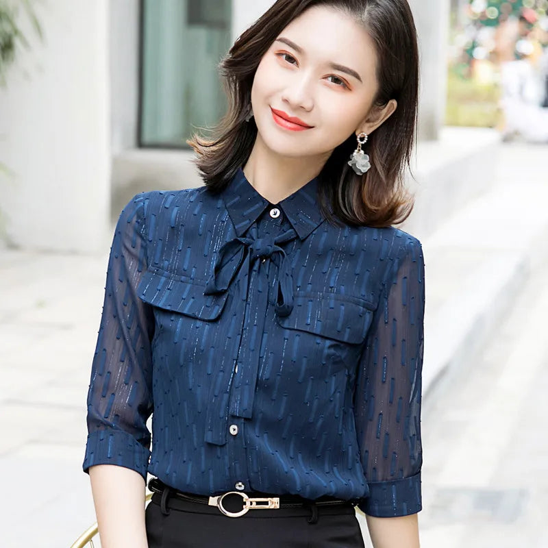 Áo Sơ Mi Nữ Công Sở Tay Lỡ Vải Voan 2022