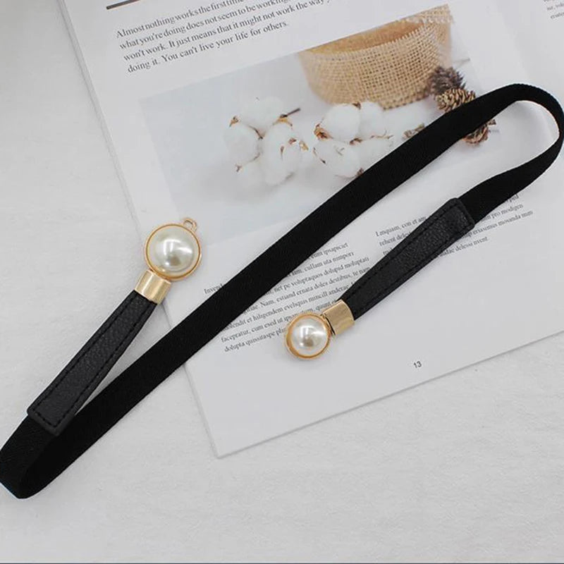Elegant Elastic Pearl Women's Belt
